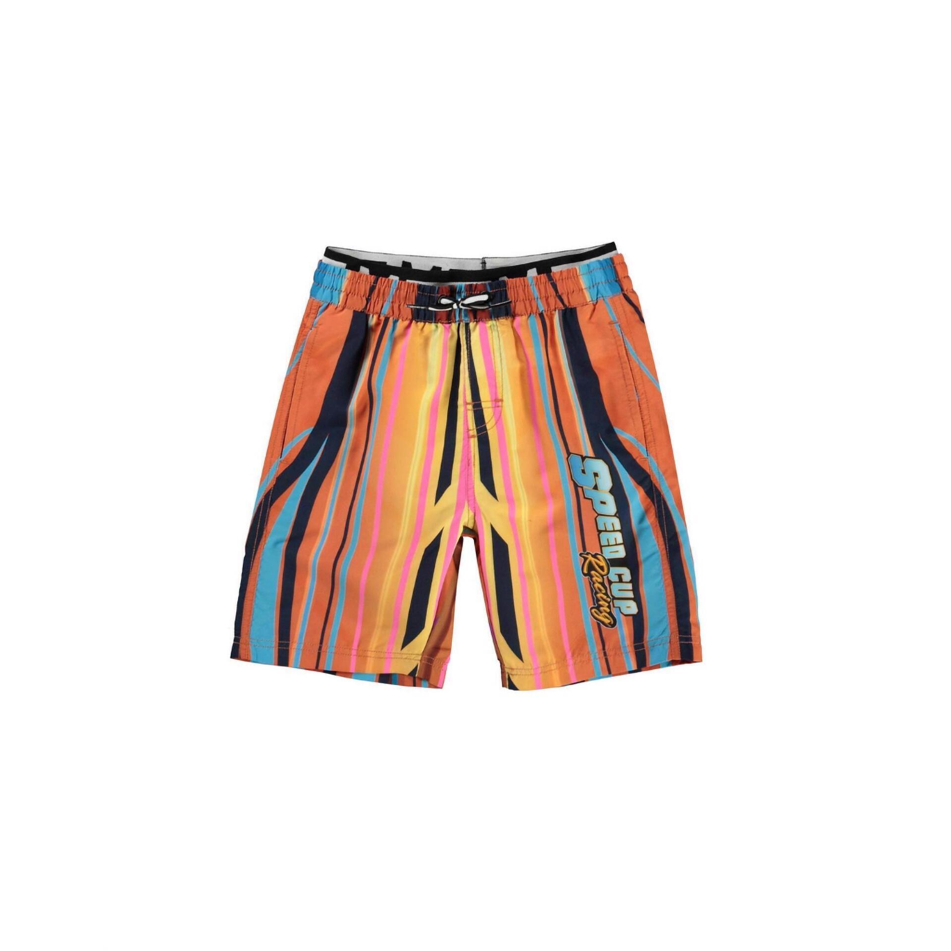 New Molo Boy's Neal Swim Trunks In Power Boat Stripe